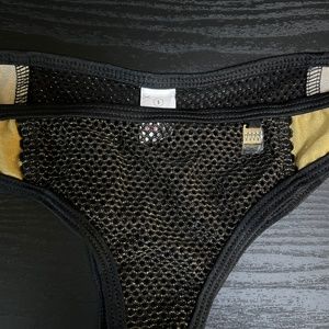 Tuxedo gold mesh cheeky scrunch bottoms